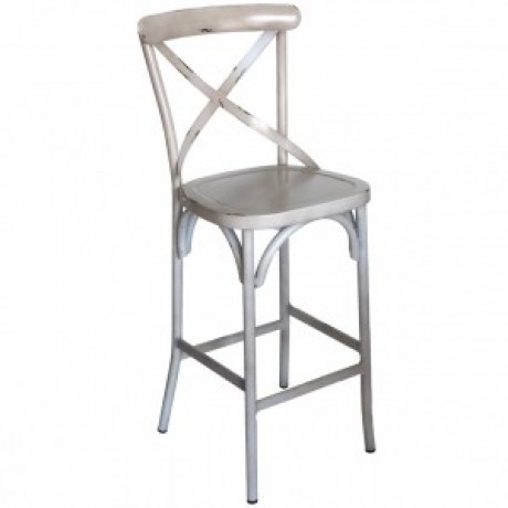 Cross Back Aluminium Bar Stool - Vintage White Cross Back Aluminium Bar Stool - Vintage White