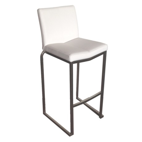 Amao Stackable Bar Stool "White" with High Back on S/S Frame Amao Stackable Bar Stool "White" with High Back on S/S Frame