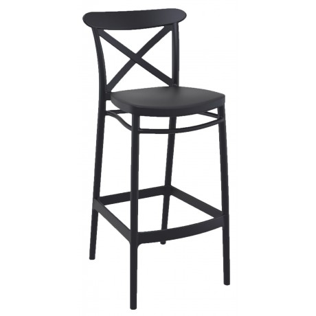Crossback BarStool Polypropylene 75cm - Black Crossback BarStool Polypropylene 75cm - Black