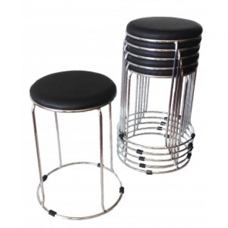 Barrel stool with Chrome base 470mm seat height "Black" Barrel stool with Chrome base 470mm seat height "Black"